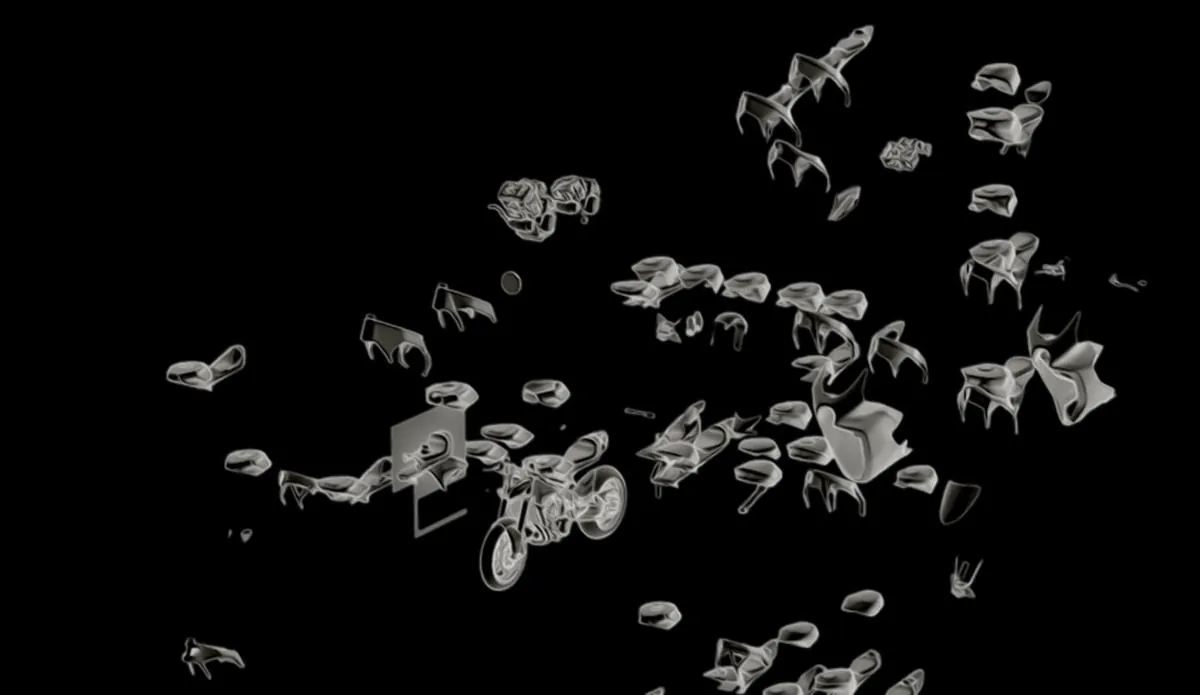 Screenshot of the Blender file with hundreds of parts