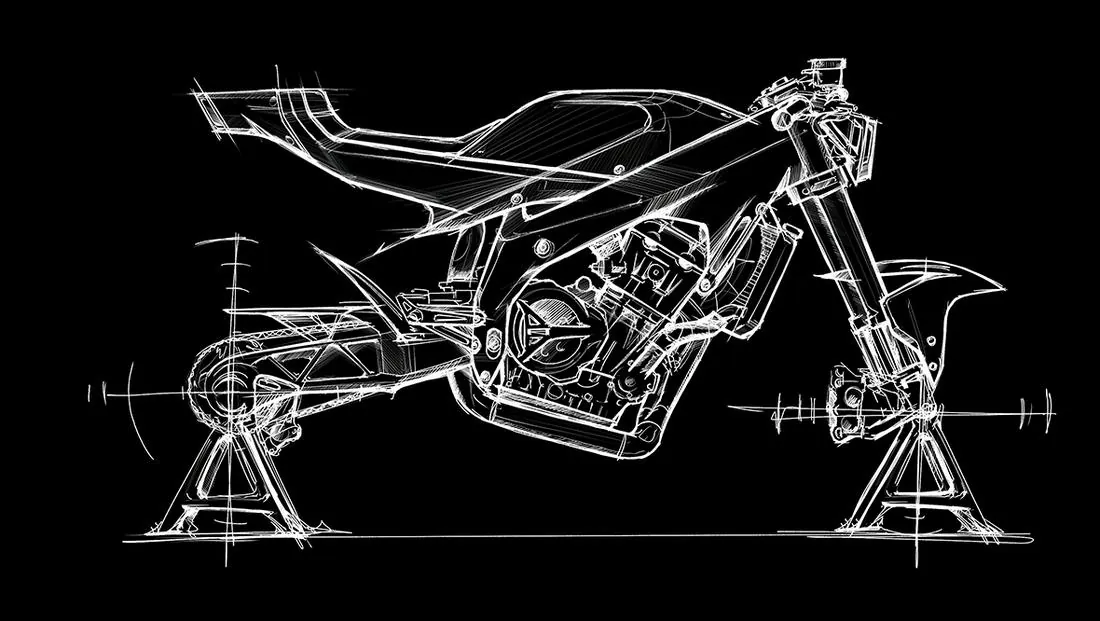 Later sketch of E8 with frame, engine and suspension