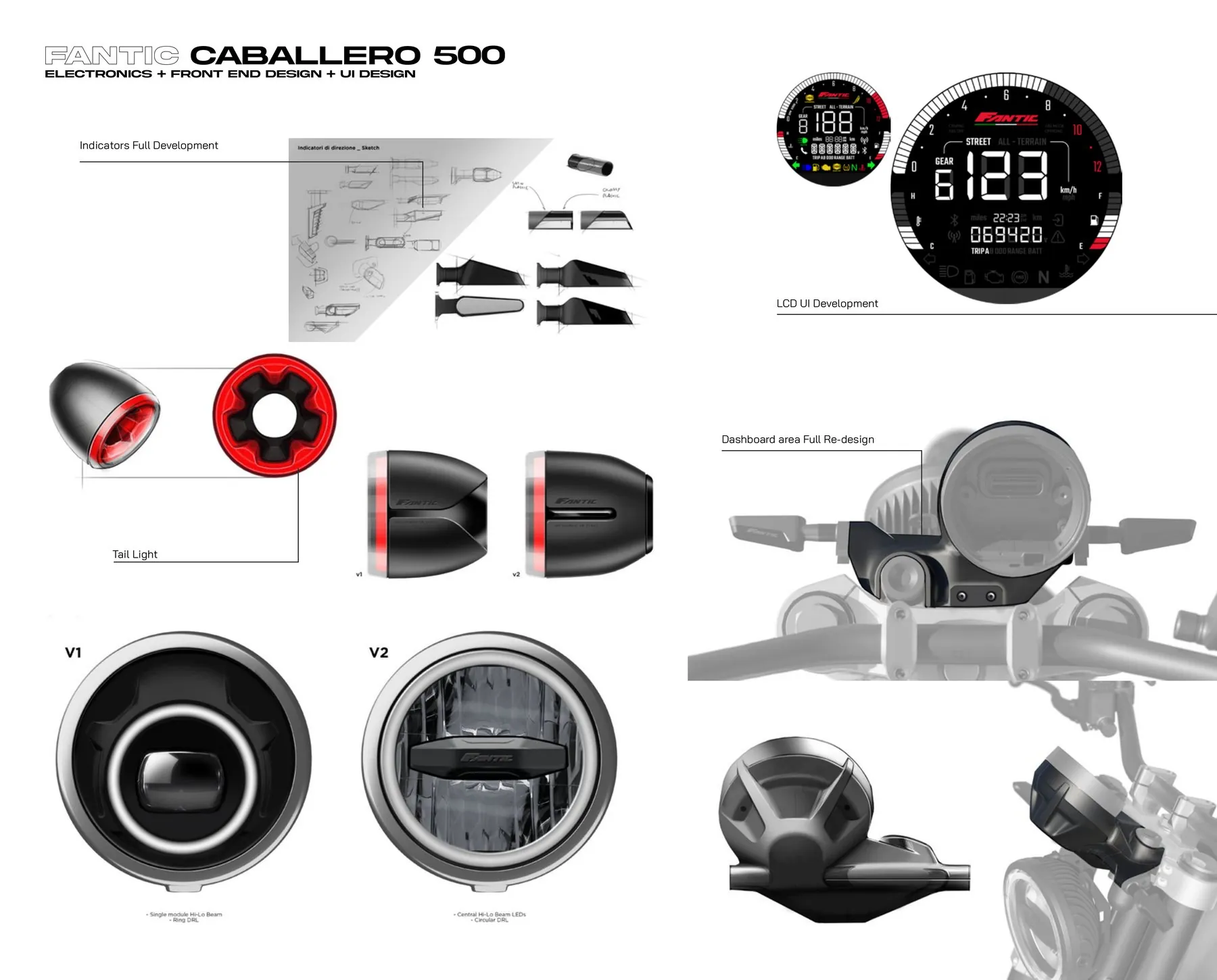 What I worked on: indicators, tail light, LCD UI, headlight versions, dashboard area redesign