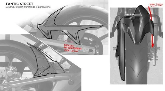 Rear fender and hugger sketches