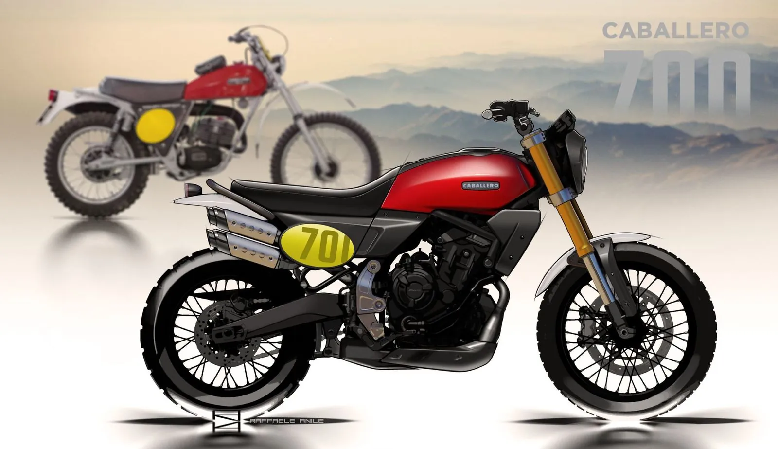 Caballero 700 concept render, with its 1970s Caballero ancestor
